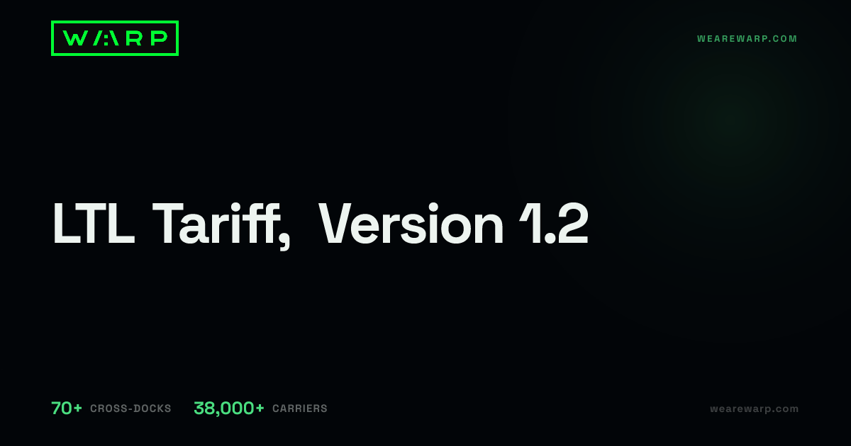 LTL Tariff, Version 1.2 | Warp